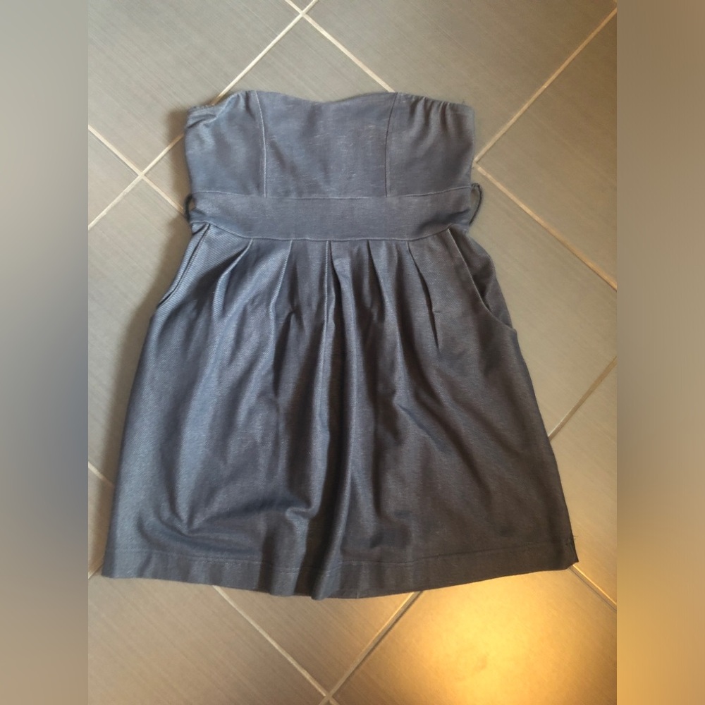 Denim-like Strapless Dress (Size Medium)